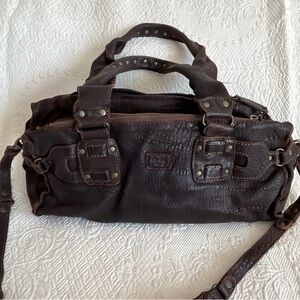ABACO PARIS pebbled leather satchel crossbody bag cargo utility Y2K era